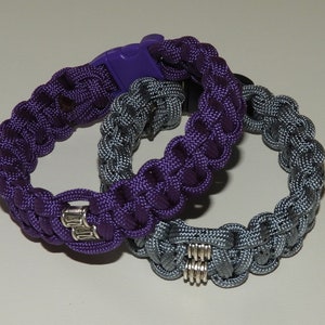 One of a Kind - Purple Paracord Bracelet and Titanium Gray Paracord Bracelet