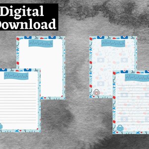 Medical Field Printable Stationery Set | US Letter Size pdf | Instant Digital Download | Healthcare Worker Writing Paper | Blue