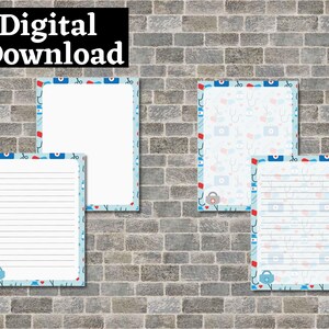 Medical Field Printable Stationery Set | US Letter Size pdf | Instant Digital Download | Healthcare Worker Writing Paper | Blue