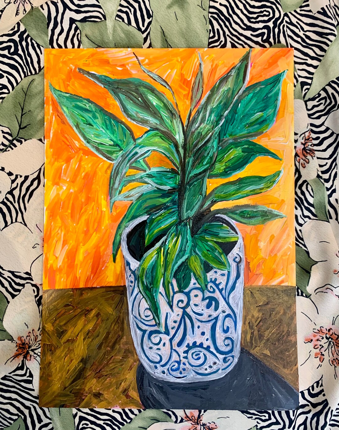 Acrylic Plant Painting on A4 Paper Etsy