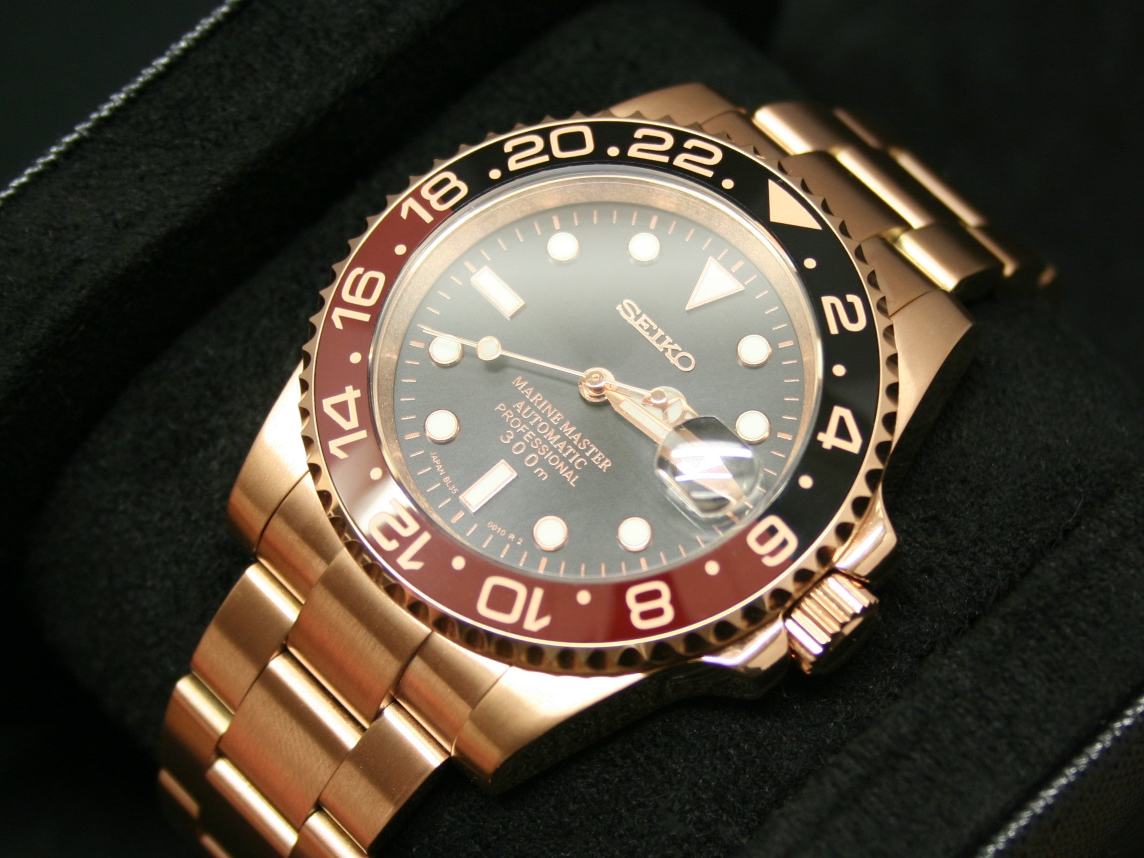 SEIKO SKX Watch Mod Rootbeer Rose Gold Submariner GMT Master - Etsy