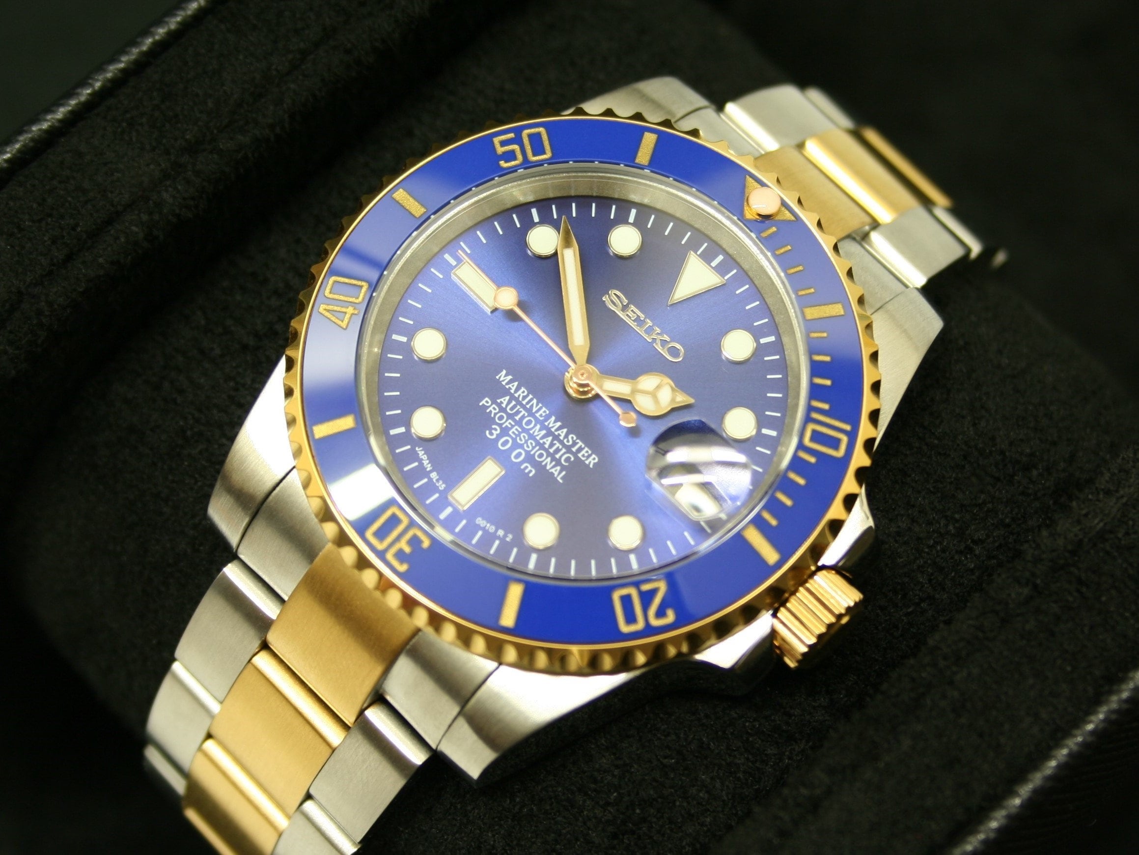 SEIKO SKX Watch Mod Two-tone Blue Gold Submariner NH35A - Etsy