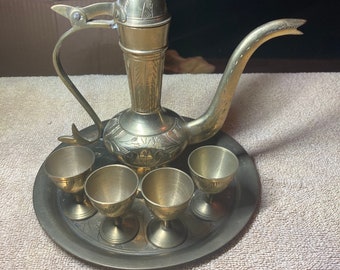 20th Century Turkish Brass tea set- professional appraisal notes included in post