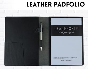 Handemade Full Grain Leather Padfolio:  5.5 x 8.5 Notepad Holder