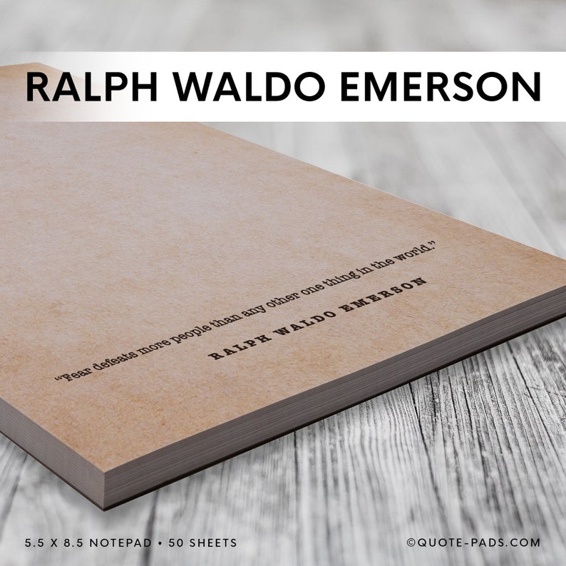 Vintage-style notepad with weathered charm, showcasing a timeless quote by Ralph Waldo Emerson along the bottom.