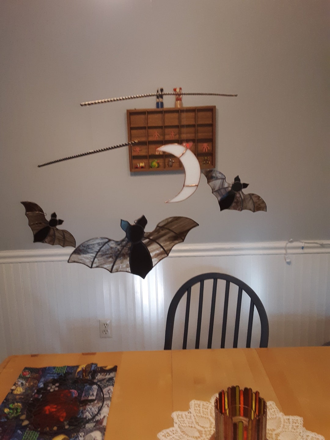 Bat Mobile Bats Hanging From Light Fixture in a Mobile With Etsy