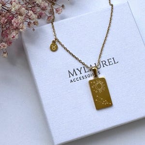 Zodiac pendant | constellation necklace | Zodiac chain necklace | Double-sided square zodiac pendant | Scorpio