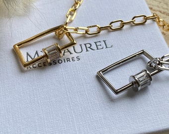 Halskette mit Anhänger-Quadratlschher Anhänger-Rechteck Kette-Schmuck-Modeschmuck-Tolle geschenk-valentinstag geschenk