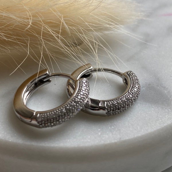 Creolen Zirkonia Ohrringe-Rund Ohrringe-Diamant Earring-Hoop earring-Ohrringe-Rund-accessoires-jewely