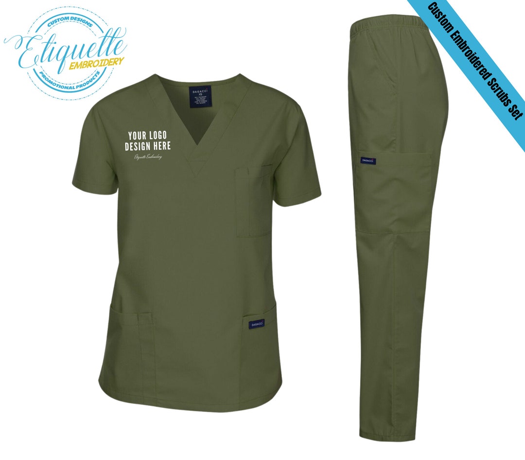 Healthcare Scrubs Set With Custom Logo Embroidery Personalized Medical ...