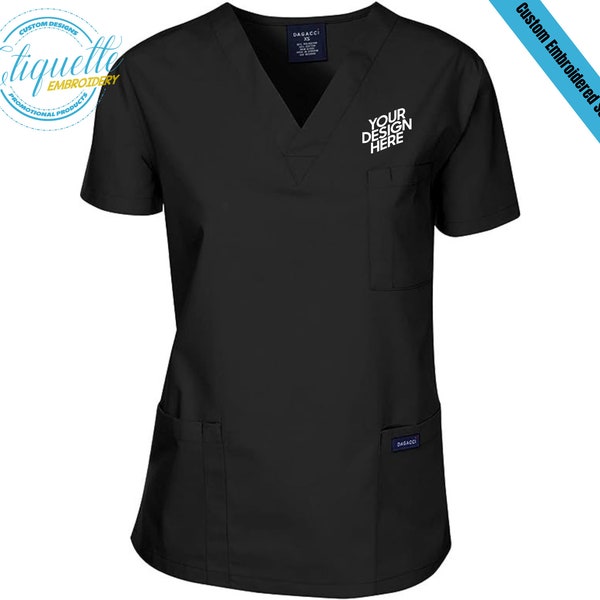 Medical Uniform Scrubs Top with Custom Text | Text Embroidery Design | Custom Scrubs Set Top and Taps | Uniforms | Gift for women and men