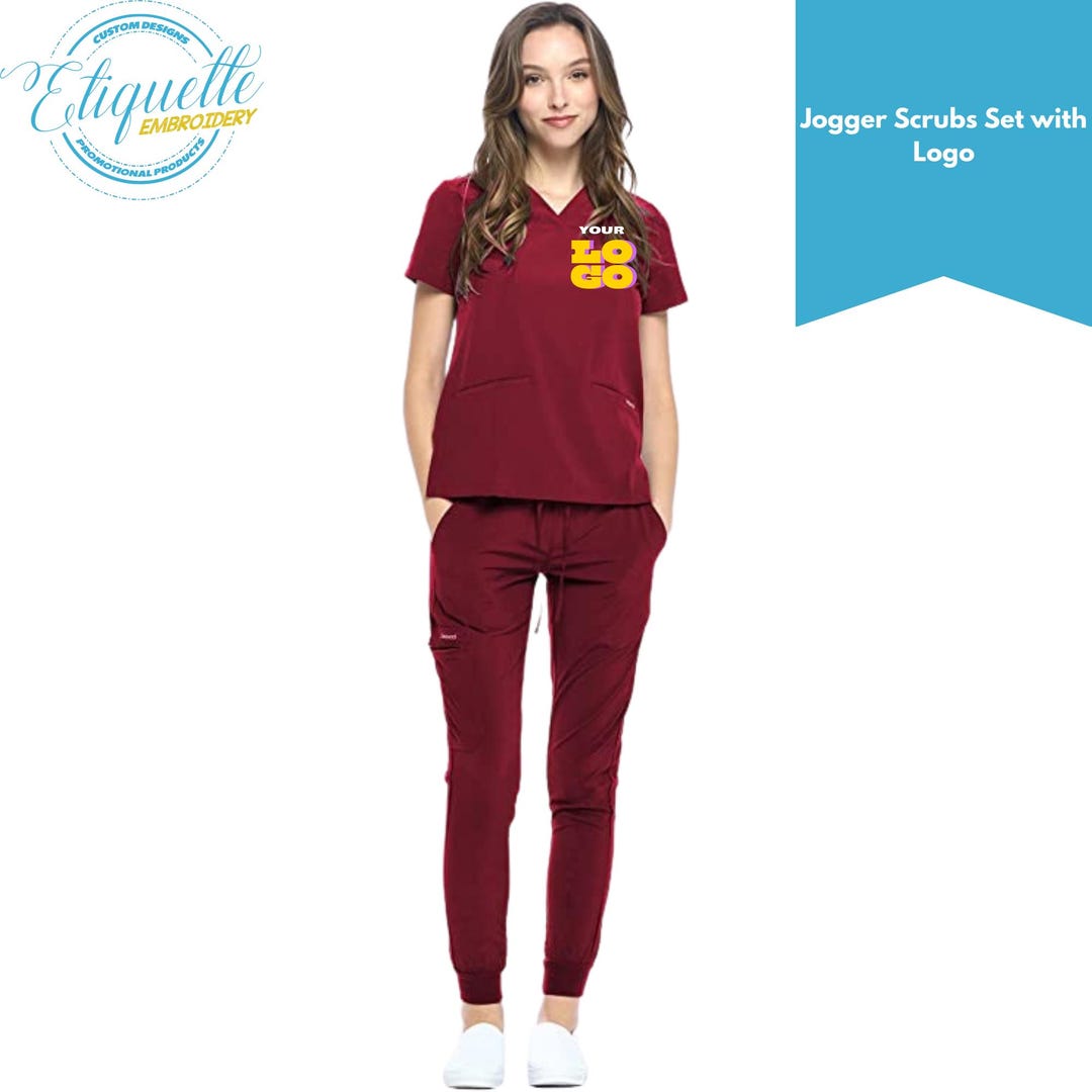Custom Embroidered Scrubs | Personalized Jogger Scrubs for Nurses | 4 ...