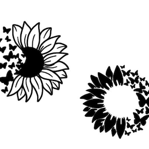 Sonnenblume mit Schmetterlingen Aufkleber, Auto Aufkleber, Blumen Auto Aufkleber, Blumen Aufkleber, Laptop Aufkleber, Sonnenblume Becher Aufkleber, Wasserflasche Aufkleber, Blumen Auto Aufkleber