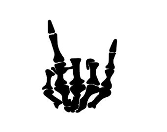 Naklejka winylowa z napisem „Rock On Hand”, naklejka z wizerunkiem szkieletowej dłoni