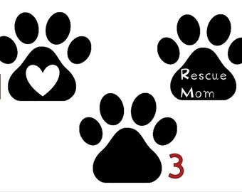 Paw Decal, Rescue Mom, Heart and Paw ,Car window Decal, Vinyl Car Decal, Dog Mom gift, Rescue Mom gift, Small gift, Car window