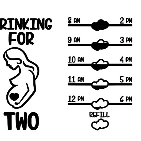 Drinking For Two Sticker, Water Tracker, Water Bottle, Vinyl Decal, Funny Stickers, Motivational, Nursing Mom, New Mom, New mom, Mom To Be