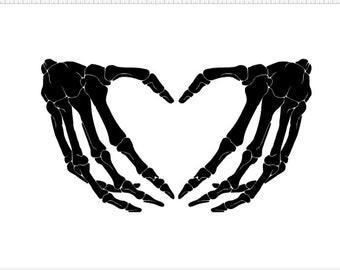 Skeleton Heart Hands, Vinyl Decal, sticker, skeleton decal, goth decal, heart decal, skeleton sticker, motorcycle decal, skeleton hand, jeep