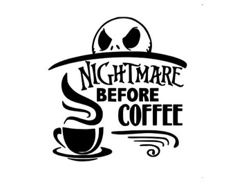 Nightmare Before Coffee Vinyl Decal, Jack Skellington Sticker
