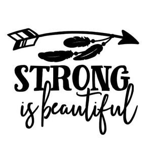 Strong is the new beautiful, adesivo motivazionale, adesivo ispirazione, adesivo affermazione, adesivo freccia, adesivo obiettivo, adesivo raccoglitore