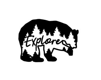 Bear Decal, Car Decals, Mountain Stickers, Laptop Decal, Adventure Decal, Explore Decal, Accessories For truck, Animals, Animal Vinyl Decal