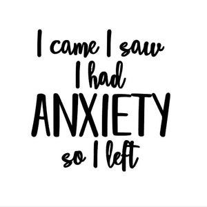 I came I saw I had anxiety so I left vinyl sticker, funny sticker, best friend gift, laptop sticker, , sarcastic, vinyl decal, not for me,
