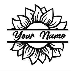 Sunflower Decal, Car Decal, Laptop Decal, Flower Sticker, Sunflower Tumbler Decal, Waterbottle Sticker, Floral Car Decal, Your Name Sticker