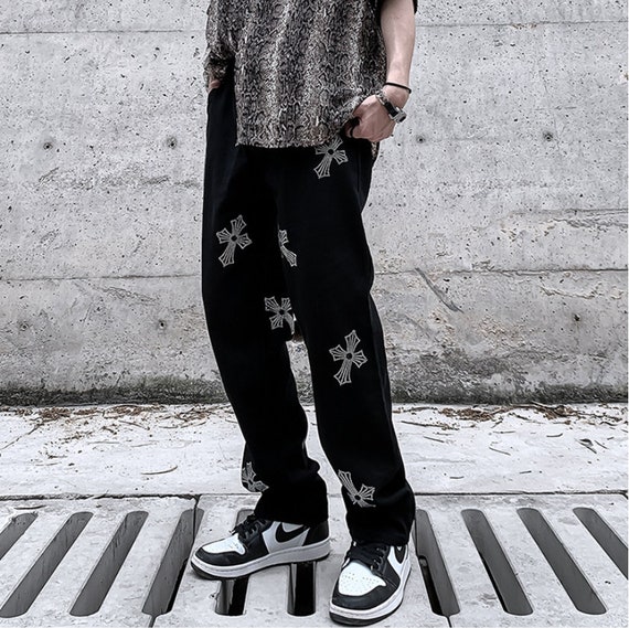 Cross Printed Jeans for Men - Etsy 