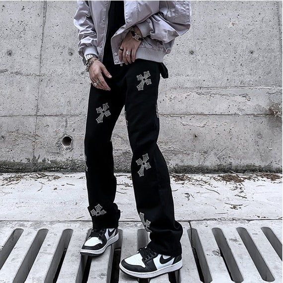 Cross Printed Jeans for Men - Etsy