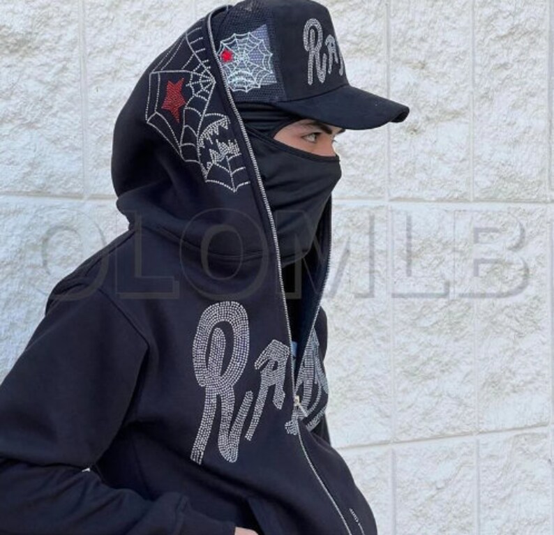 Y2K Rhinestone Full Zip up Hoodie Etsy UK