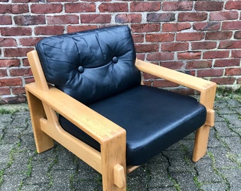 Fauteuil Bonanza par Esko Pajamies pour Asko, chaise longue, vintage, milieu du siècle, chêne, chêne