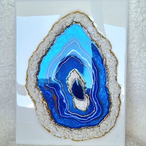 Wall Decor, Resin Wall Art, Crystal Geode Decor, Resin Geode Art, Blue Agate Geode Wall Decor