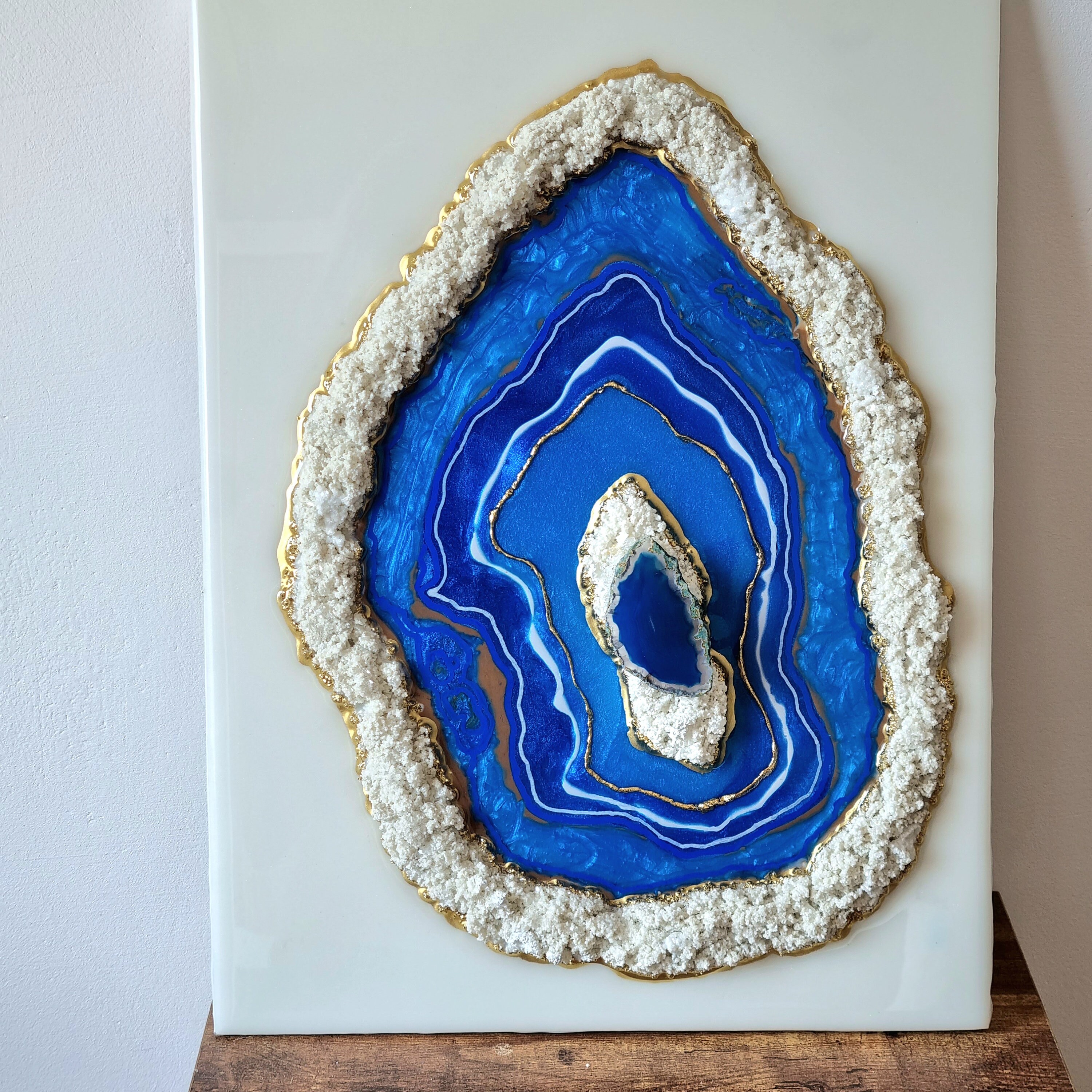 Wall Decor, Resin Wall Art, Crystal Geode Decor, Resin Geode Art, Blue