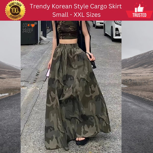 Cargo Loose Fitting Baggy Korean Maxi Women  Camouflage  Maxi Skirt Cool Trendy Plus Sizes Skirt Summer All Seasons