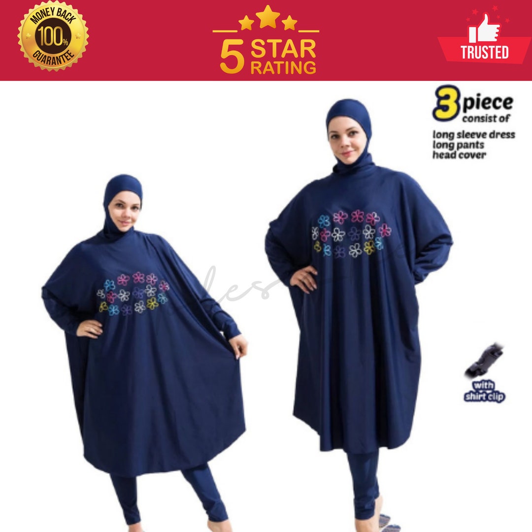 Elegant Muslim Swimming Clothes | Stylish and Modest swimsuit three-pack blue long sleeve main image 0