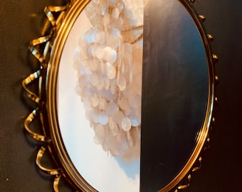 Wall mirror 50s 60s brass in loop shape