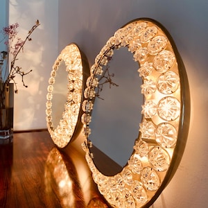 illuminated crystal glass mirror mid century
