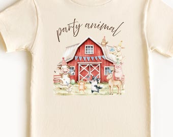 Farm Birthday Shirt One Party Animal Birthday Outfit for birthday photos Barnyard 1st Birthday Match Family Shirt Country Theme