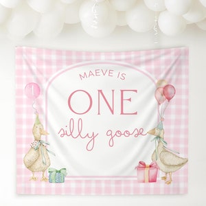 One Silly Goose Birthday Personalized Banner 1st Birthday Silly Goose Party Decor Photo Backdrop Goose Custom Banner First Birthday Ideas