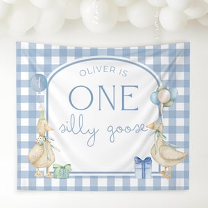 One Silly Goose Birthday Personalized Banner 1st Birthday Silly Goose Party Decor Photo Backdrop Goose Custom Banner First Birthday Ideas