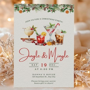 jingle and mingle invitation editable christmas party invitation editable template holiday party invite holiday cocktail party evite office