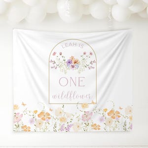 Wildflower First Birthday Personalized Banner 1st Birthday Wildflower Party Decor Photo Backdrop One Wildflower Custom Banner Wild One