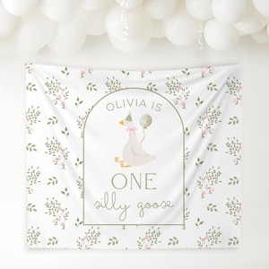 One Silly Goose Birthday Personalized Banner 1st Birthday Silly Goose Party Decor Photo Backdrop Goose Custom Banner First Birthday Ideas
