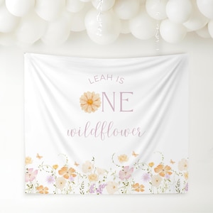 Wildflower First Birthday Personalized Banner 1st Birthday Wildflower Party Decor Photo Backdrop One Wildflower Custom Banner Wild One