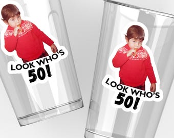 Custom Face Stickers Personalized Stickers Custom Party Favors 30th Birthday Decorations ANY AGE Birthday Stickers Look who's 50 21 60 40
