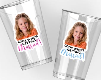 Personalized Face Stickers Cups Bridal Shower Decorations Bachelorette Party Favors Look Who's Getting Married Custom face Stickers