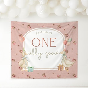 One Silly Goose Birthday Personalized Banner 1st Birthday Silly Goose Party Decor Photo Backdrop Goose Custom Banner First Birthday Ideas