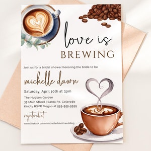 Love Is Brewing Bridal Shower Invitation Coffee Bridal Invite Coffee Theme Shower Bridal Brunch Invite Espresso Bridal Shower Evite
