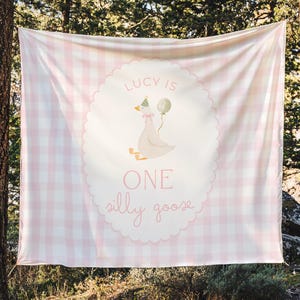 One Silly Goose Birthday Personalized Banner 1st Birthday Silly Goose Party Decor Photo Backdrop Goose Custom Banner First Birthday Ideas