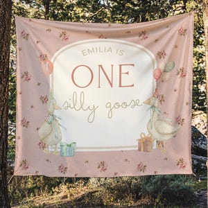 One Silly Goose Birthday Personalized Banner 1st Birthday Silly Goose Party Decor Photo Backdrop Goose Custom Banner First Birthday Ideas