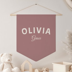 Custom Name Pennant Custom Pennant Personalized Name Wall Banner Kids Nursery Decor Baby Room Decor Baby Girl Pennant Custom Name Flag